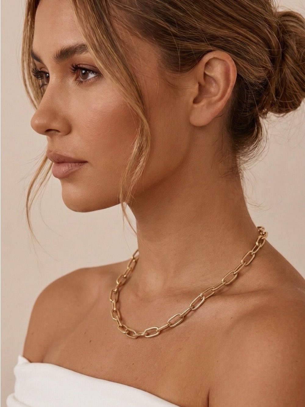 Source Unknown Gold Link Chain Necklace - Warm Gold